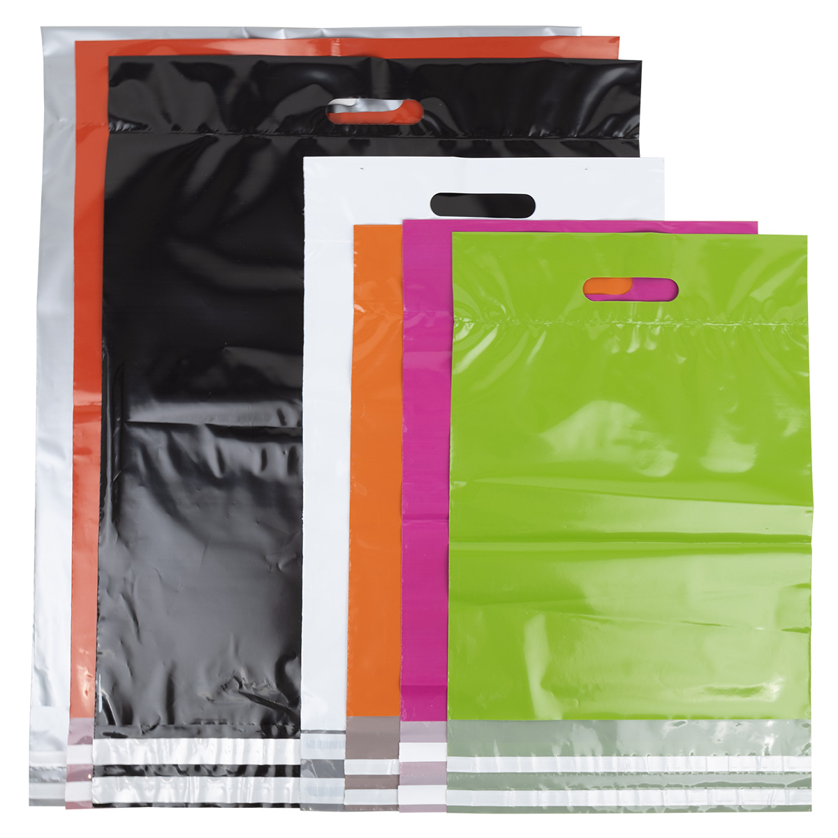 Plastic shipping bags with handle and return strip